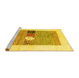 Sideview of Machine Washable Solid Yellow Modern Rug, wshcon1567yw