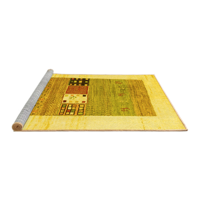Sideview of Machine Washable Solid Yellow Modern Rug, wshcon1567yw