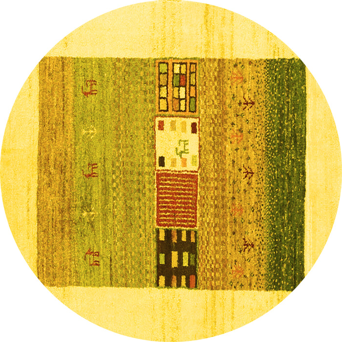 Round Machine Washable Solid Yellow Modern Rug, wshcon1567yw