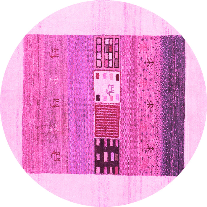 Round Machine Washable Solid Pink Modern Rug, wshcon1567pnk