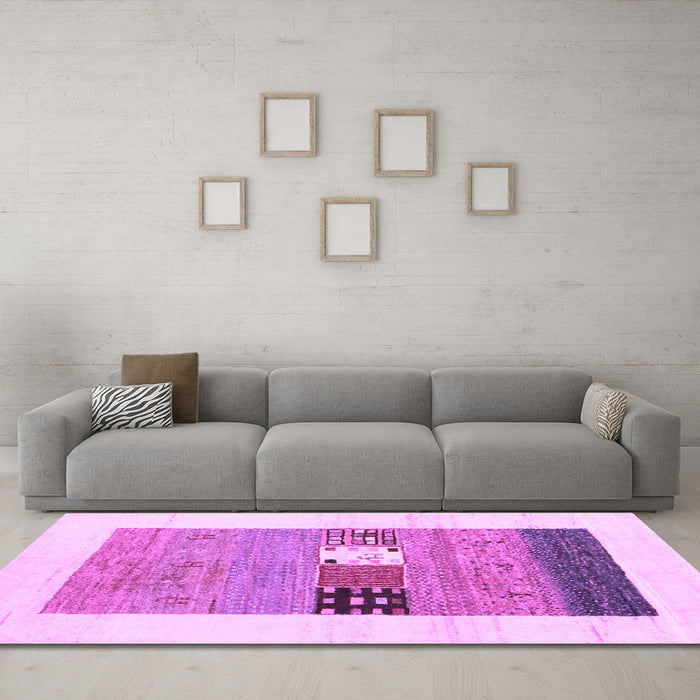 Machine Washable Solid Purple Modern Area Rugs in a Living Room, wshcon1567pur
