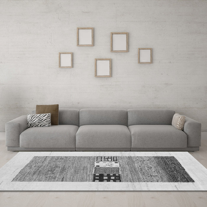 Machine Washable Solid Gray Modern Rug in a Living Room,, wshcon1567gry