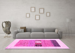 Machine Washable Solid Pink Modern Rug in a Living Room, wshcon1567pnk