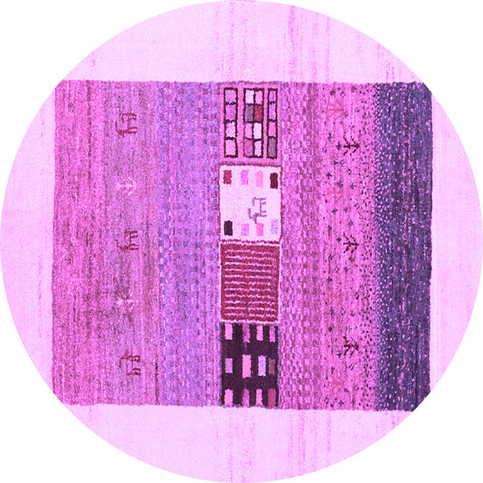 Round Machine Washable Solid Purple Modern Area Rugs, wshcon1567pur