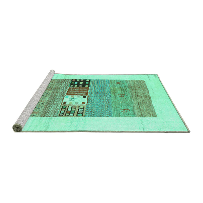 Sideview of Machine Washable Solid Turquoise Modern Area Rugs, wshcon1567turq