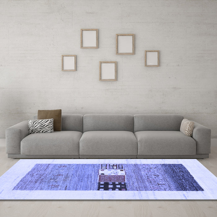 Machine Washable Solid Blue Modern Rug in a Living Room, wshcon1567blu