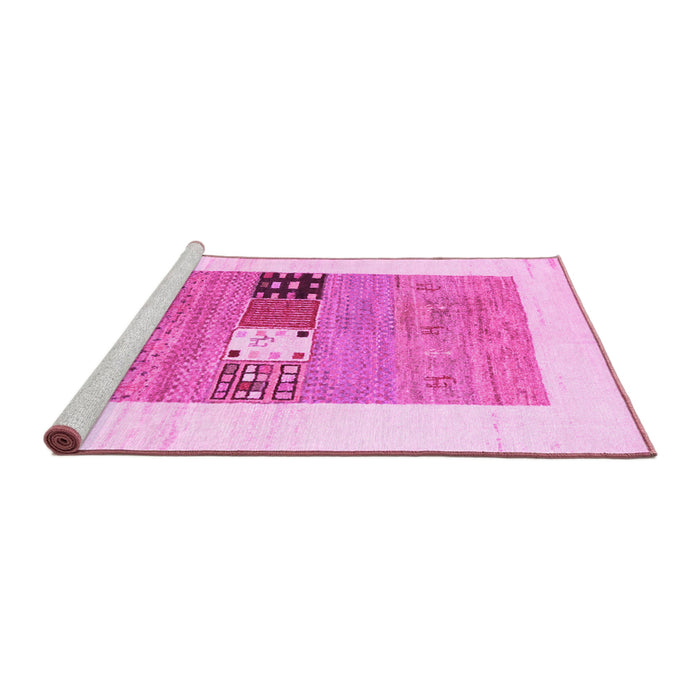 Sideview of Machine Washable Solid Pink Modern Rug, wshcon1567pnk