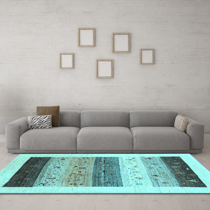 Machine Washable Solid Light Blue Modern Rug in a Living Room, wshcon1568lblu
