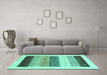 Machine Washable Solid Turquoise Modern Area Rugs in a Living Room,, wshcon1568turq