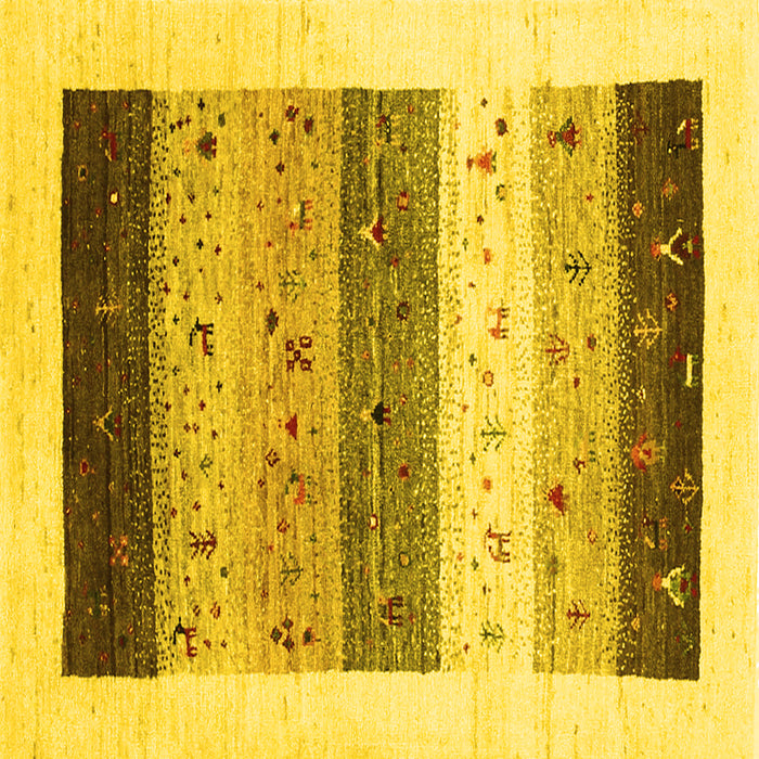 Square Machine Washable Solid Yellow Modern Rug, wshcon1568yw
