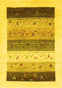 Solid Yellow Modern Rug, con1568yw