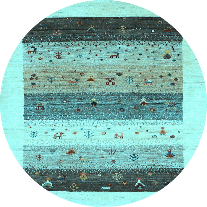Round Machine Washable Solid Light Blue Modern Rug, wshcon1568lblu