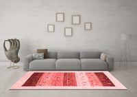 Machine Washable Solid Red Modern Rug, wshcon1568red