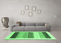 Machine Washable Solid Emerald Green Modern Rug, wshcon1568emgrn