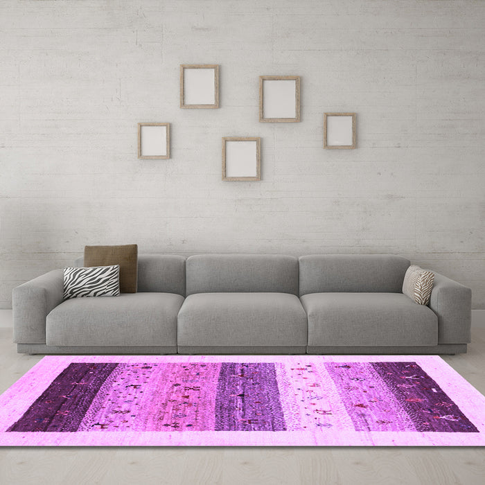 Machine Washable Solid Purple Modern Area Rugs in a Living Room, wshcon1568pur