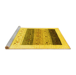 Sideview of Machine Washable Solid Yellow Modern Rug, wshcon1568yw