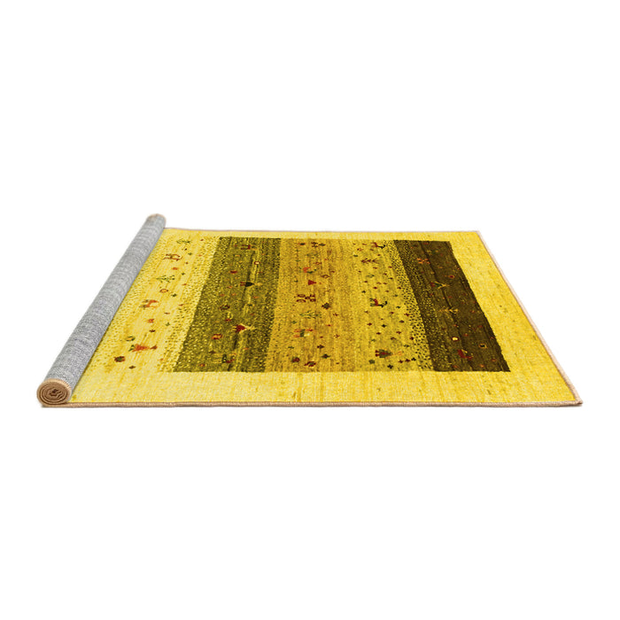 Sideview of Machine Washable Solid Yellow Modern Rug, wshcon1568yw