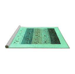 Sideview of Machine Washable Solid Turquoise Modern Area Rugs, wshcon1568turq