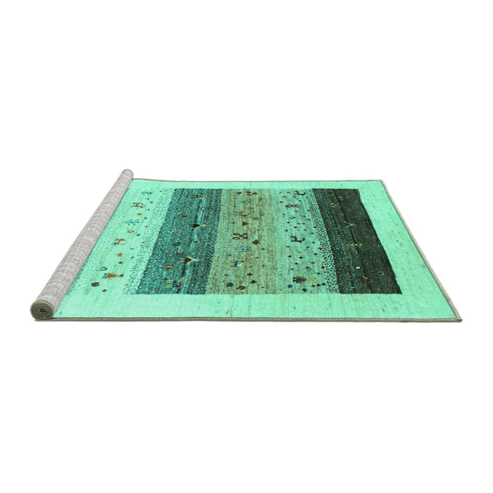 Sideview of Machine Washable Solid Turquoise Modern Area Rugs, wshcon1568turq