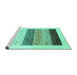 Sideview of Machine Washable Solid Turquoise Modern Area Rugs, wshcon1568turq