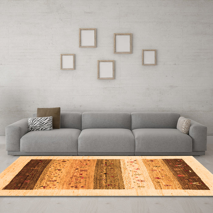 Machine Washable Solid Orange Modern Area Rugs in a Living Room, wshcon1568org