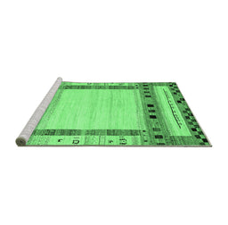 Sideview of Machine Washable Abstract Emerald Green Contemporary Area Rugs, wshcon1569emgrn