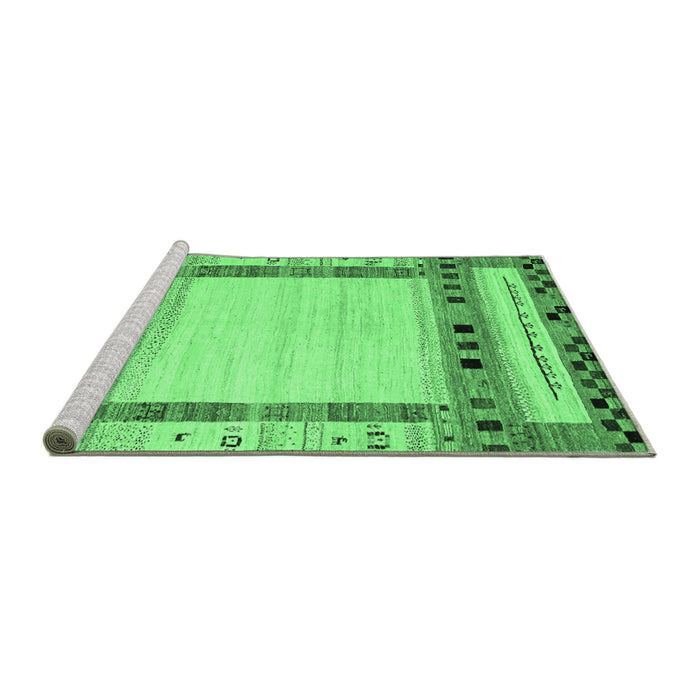 Sideview of Machine Washable Abstract Emerald Green Contemporary Area Rugs, wshcon1569emgrn