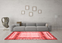 Machine Washable Abstract Red Contemporary Rug, wshcon1569red