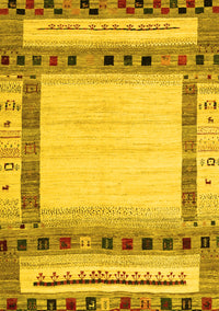 Abstract Yellow Contemporary Rug, con1569yw