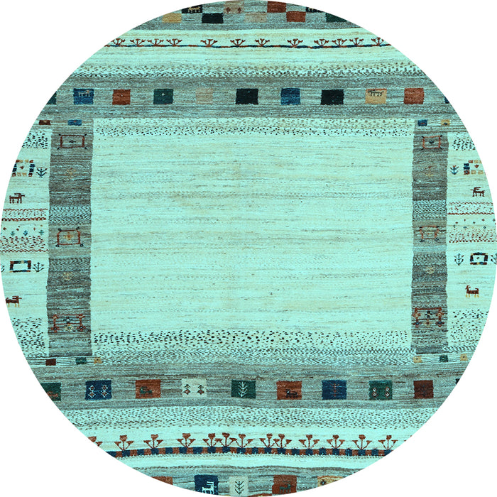 Round Machine Washable Abstract Light Blue Contemporary Rug, wshcon1569lblu