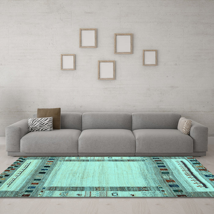 Machine Washable Abstract Light Blue Contemporary Rug in a Living Room, wshcon1569lblu