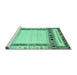 Sideview of Machine Washable Abstract Turquoise Contemporary Area Rugs, wshcon1569turq