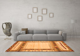 Machine Washable Abstract Orange Contemporary Area Rugs in a Living Room, wshcon1569org