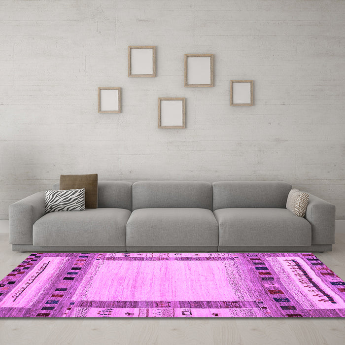Machine Washable Abstract Purple Contemporary Area Rugs in a Living Room, wshcon1569pur
