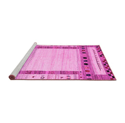 Sideview of Machine Washable Abstract Pink Contemporary Rug, wshcon1569pnk