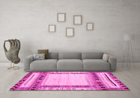 Machine Washable Abstract Pink Contemporary Rug, wshcon1569pnk