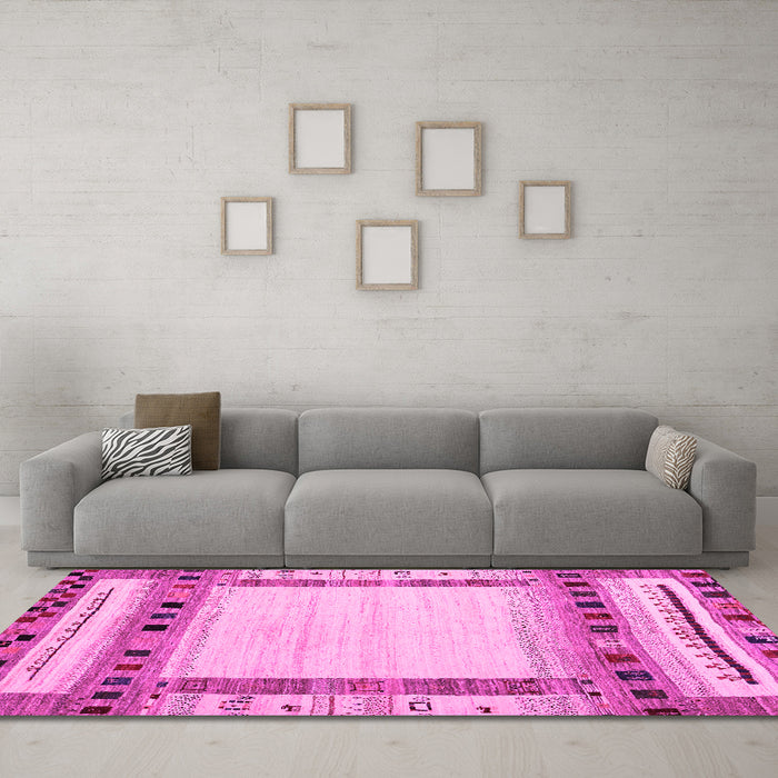 Machine Washable Abstract Pink Contemporary Rug in a Living Room, wshcon1569pnk