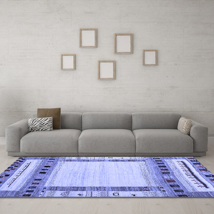 Machine Washable Abstract Blue Contemporary Rug in a Living Room, wshcon1569blu