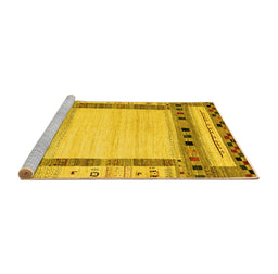 Sideview of Machine Washable Abstract Yellow Contemporary Rug, wshcon1569yw
