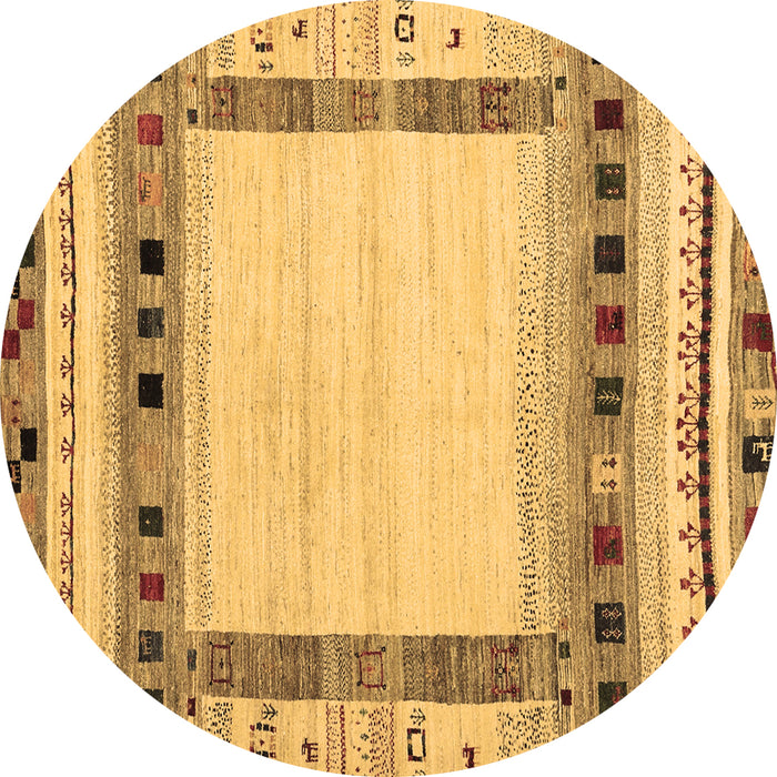 Round Abstract Brown Contemporary Rug, con1569brn
