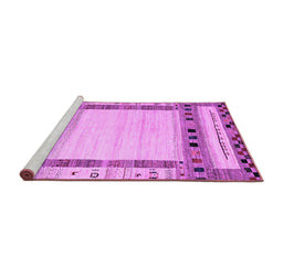 Sideview of Machine Washable Abstract Purple Contemporary Area Rugs, wshcon1569pur
