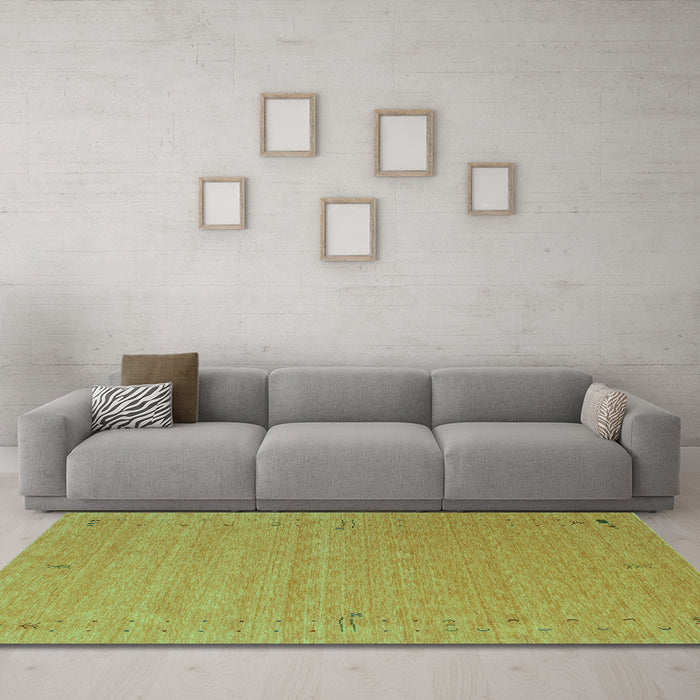 Machine Washable Abstract Turquoise Contemporary Area Rugs in a Living Room,, wshcon156turq