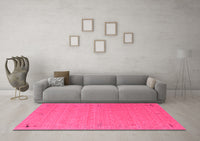 Machine Washable Abstract Pink Contemporary Rug, wshcon156pnk