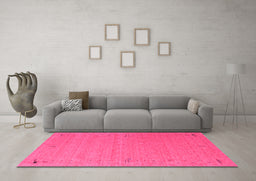 Machine Washable Abstract Pink Contemporary Rug in a Living Room, wshcon156pnk