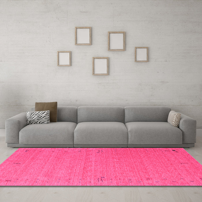 Machine Washable Abstract Pink Contemporary Rug in a Living Room, wshcon156pnk