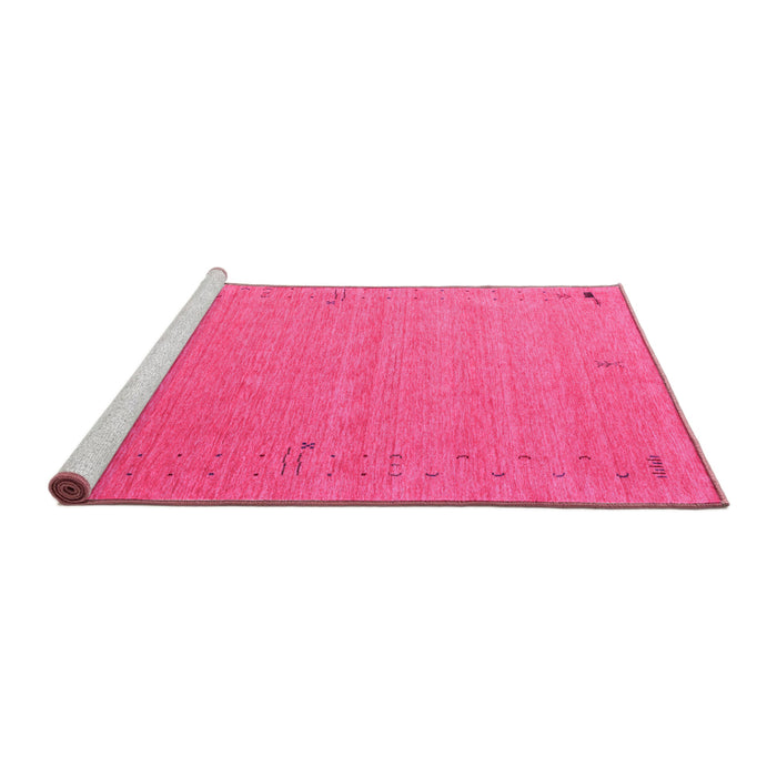 Sideview of Machine Washable Abstract Pink Contemporary Rug, wshcon156pnk