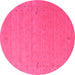 Round Abstract Pink Contemporary Rug, con156pnk