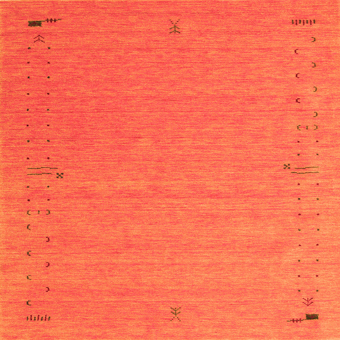 Round Machine Washable Abstract Orange Contemporary Area Rugs, wshcon156org