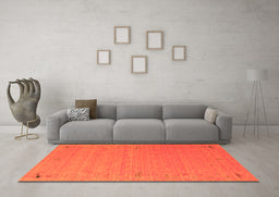 Machine Washable Abstract Orange Contemporary Area Rugs in a Living Room, wshcon156org