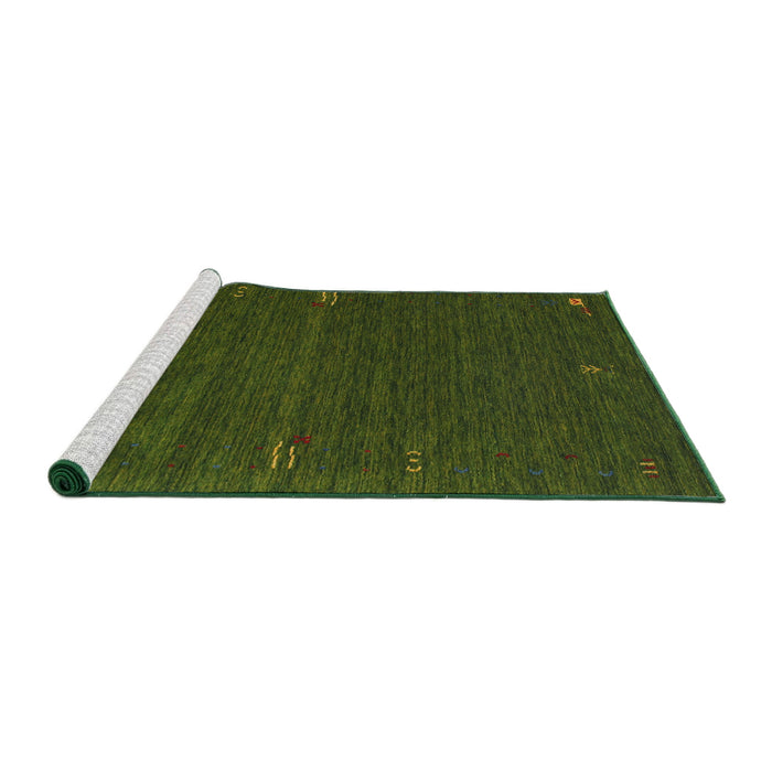 Serging Thickness of Machine Washable Contemporary Dark Forest Green Rug, wshcon157